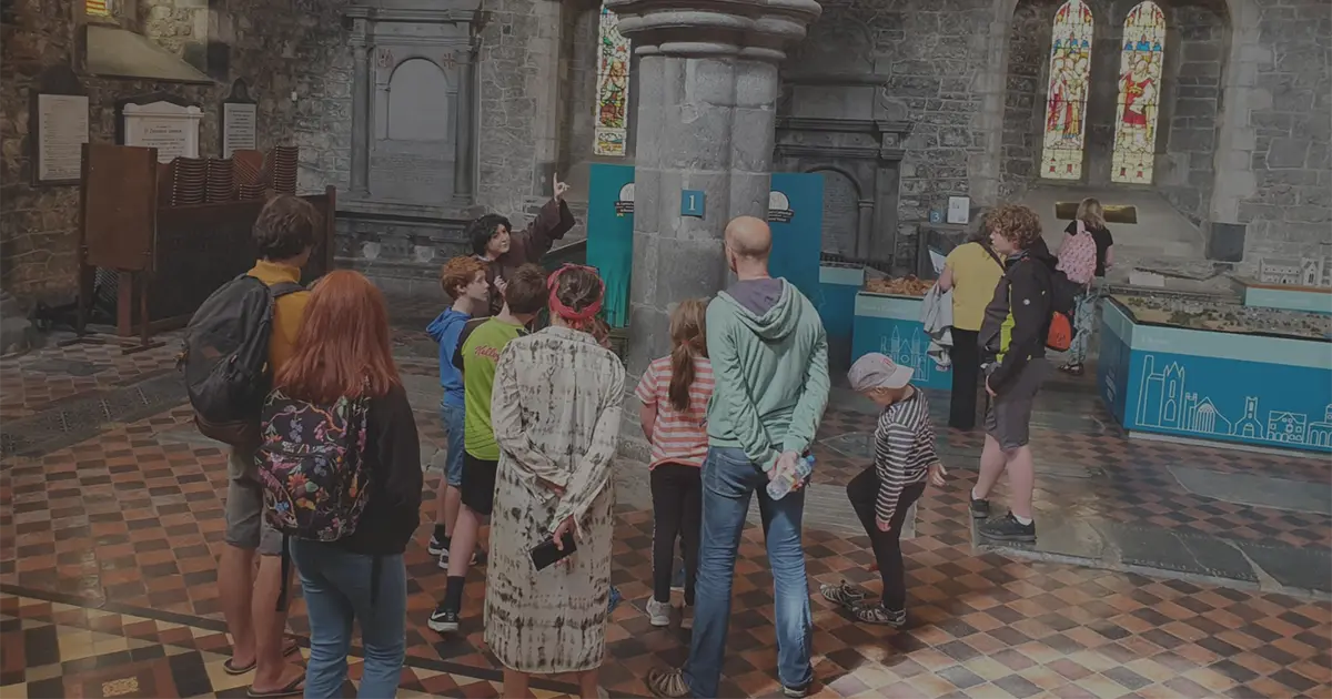 Students participating in a school tour at St. Canice's Cathedral