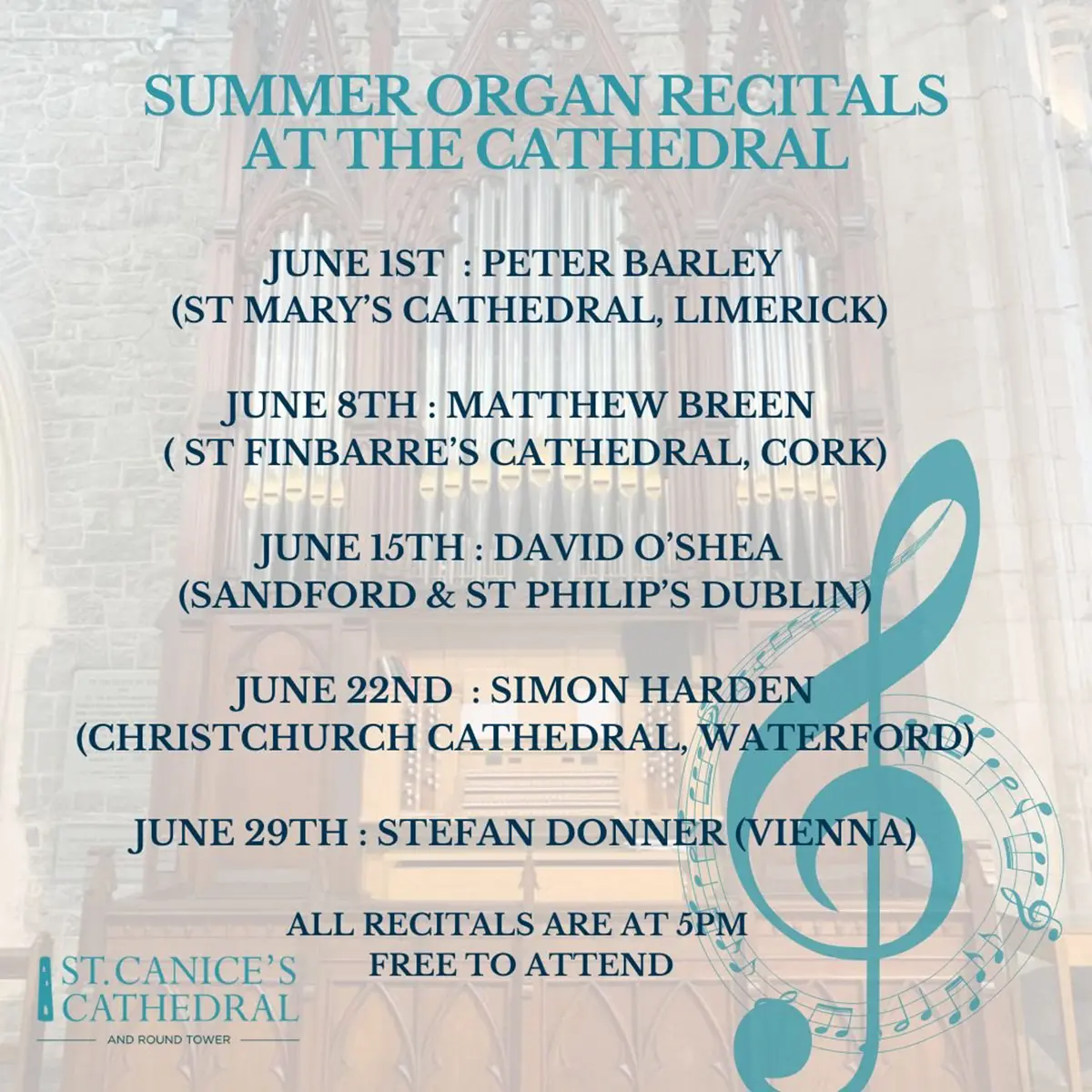 Summer Organ Recitals at St. Canice's Cathedral